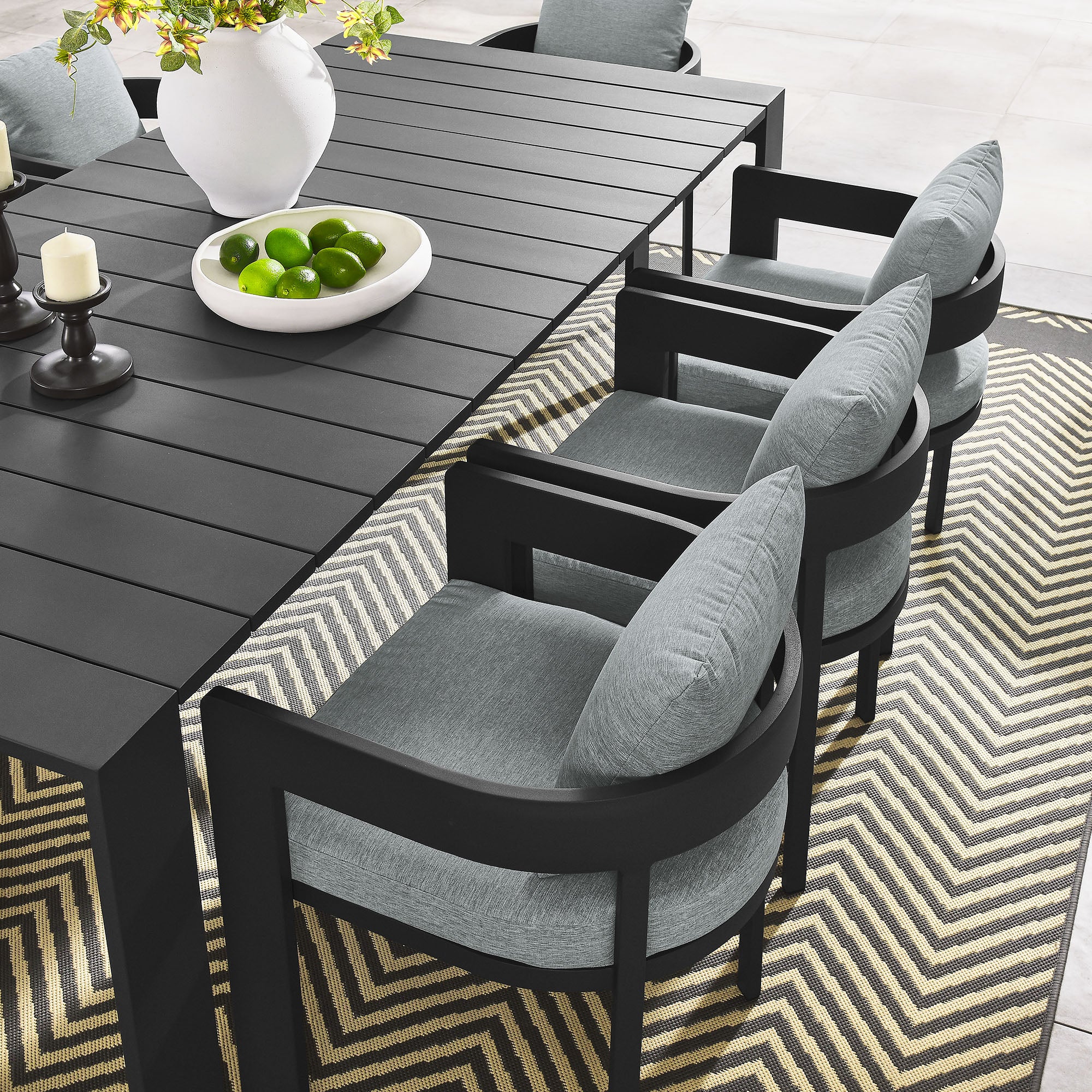 Tahoe 9-Piece Outdoor Patio Aluminum Dining Set - Gray Gray