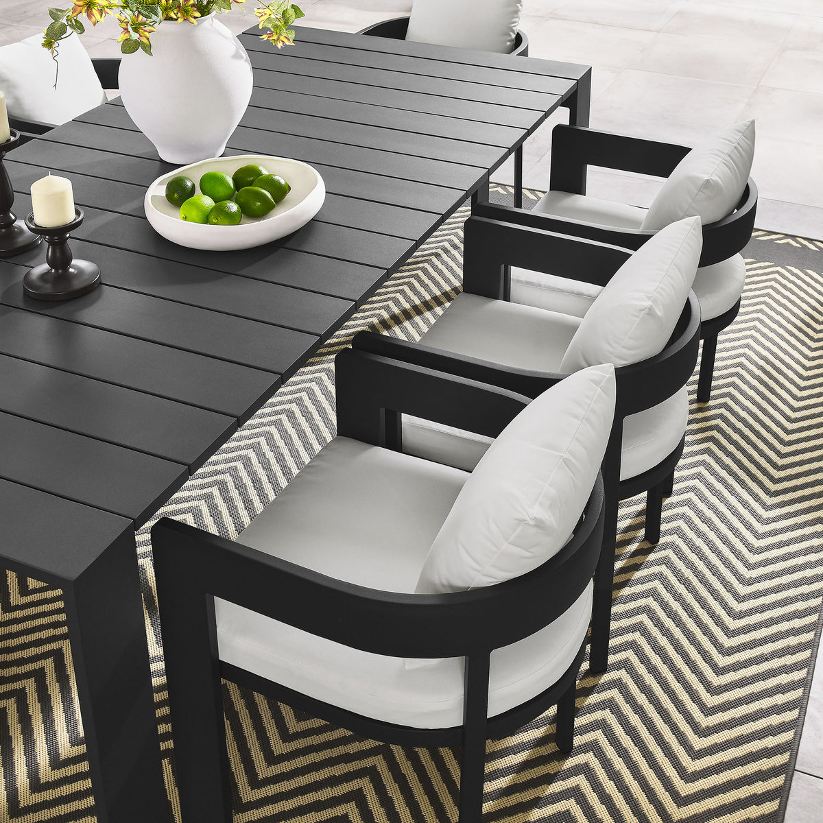 Tahoe 9-Piece Outdoor Patio Aluminum Dining Set - Gray White