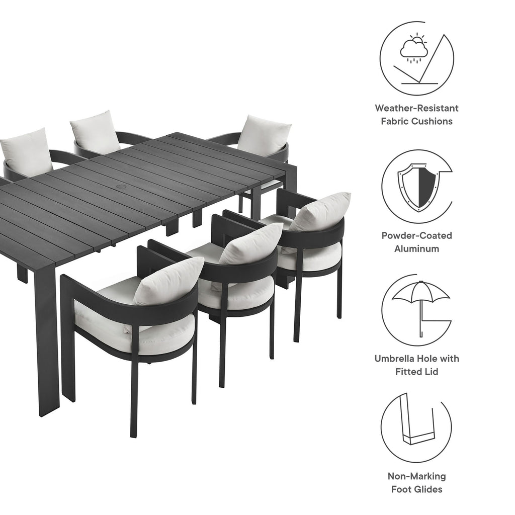 Tahoe 9-Piece Outdoor Patio Aluminum Dining Set - Gray White
