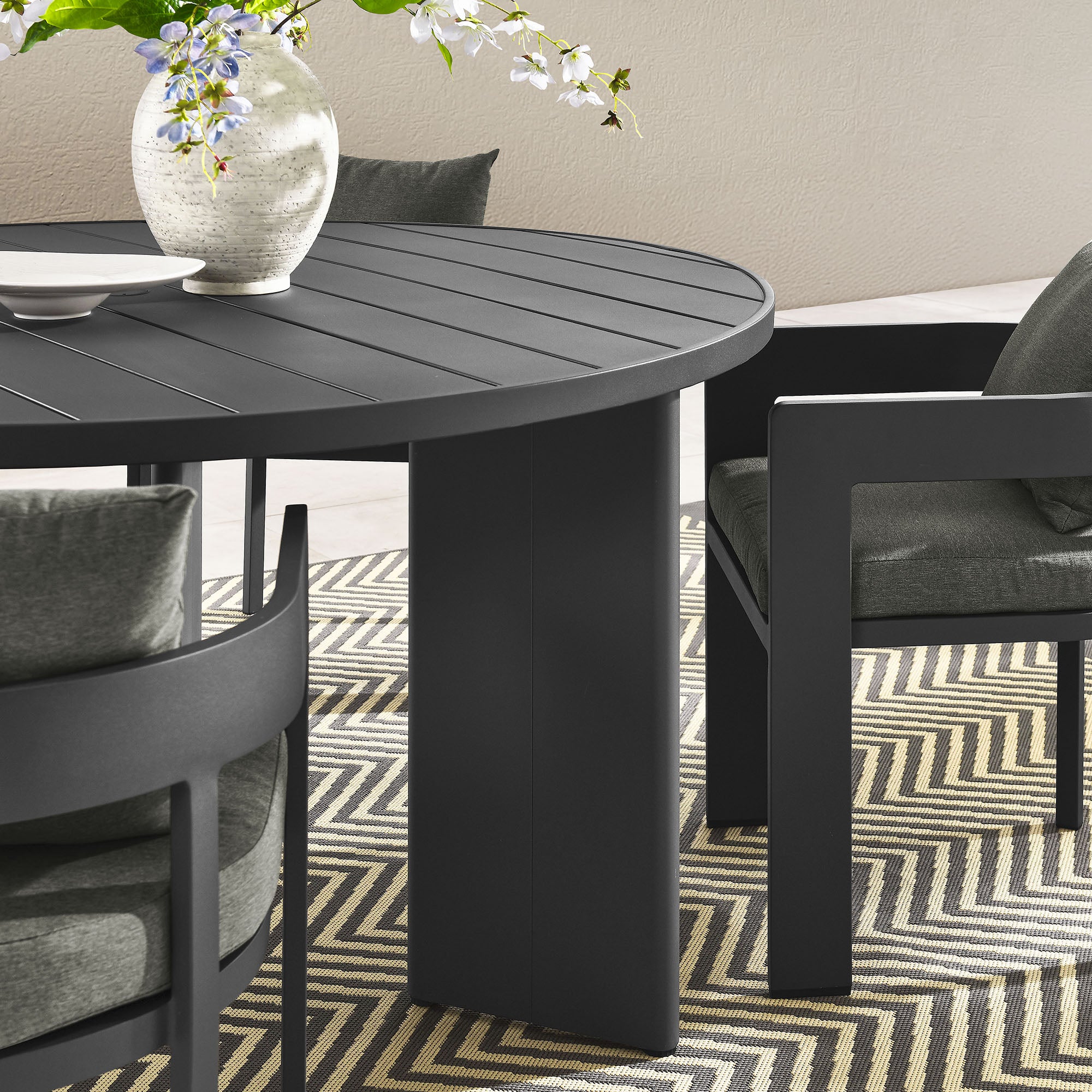 Tahoe 5-Piece Outdoor Patio Aluminum Dining Set - Gray Charcoal