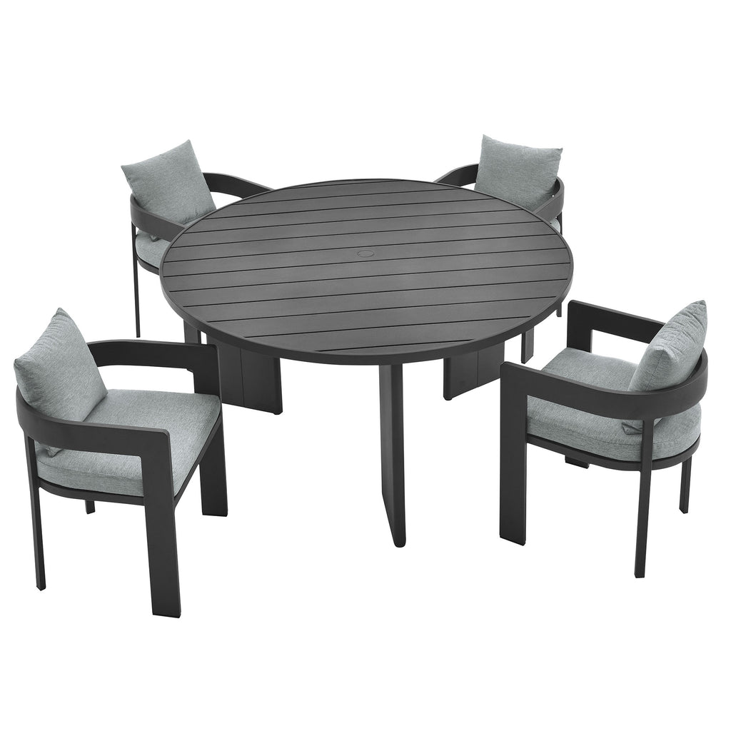 Tahoe 5-Piece Outdoor Patio Aluminum Dining Set - Gray Gray