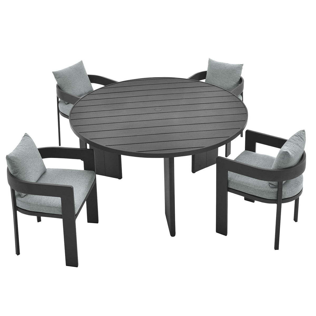 Tahoe 5-Piece Outdoor Patio Aluminum Dining Set - Gray Gray