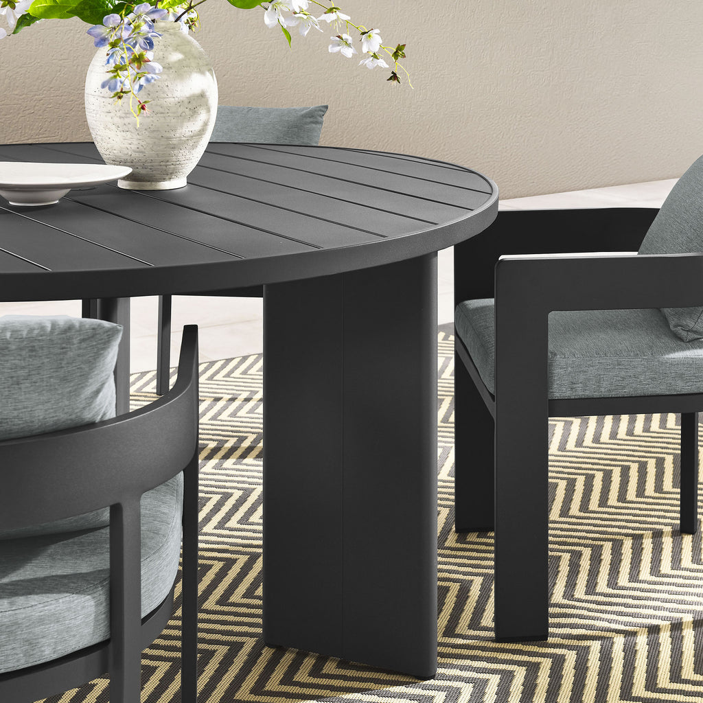 Tahoe 5-Piece Outdoor Patio Aluminum Dining Set - Gray Gray