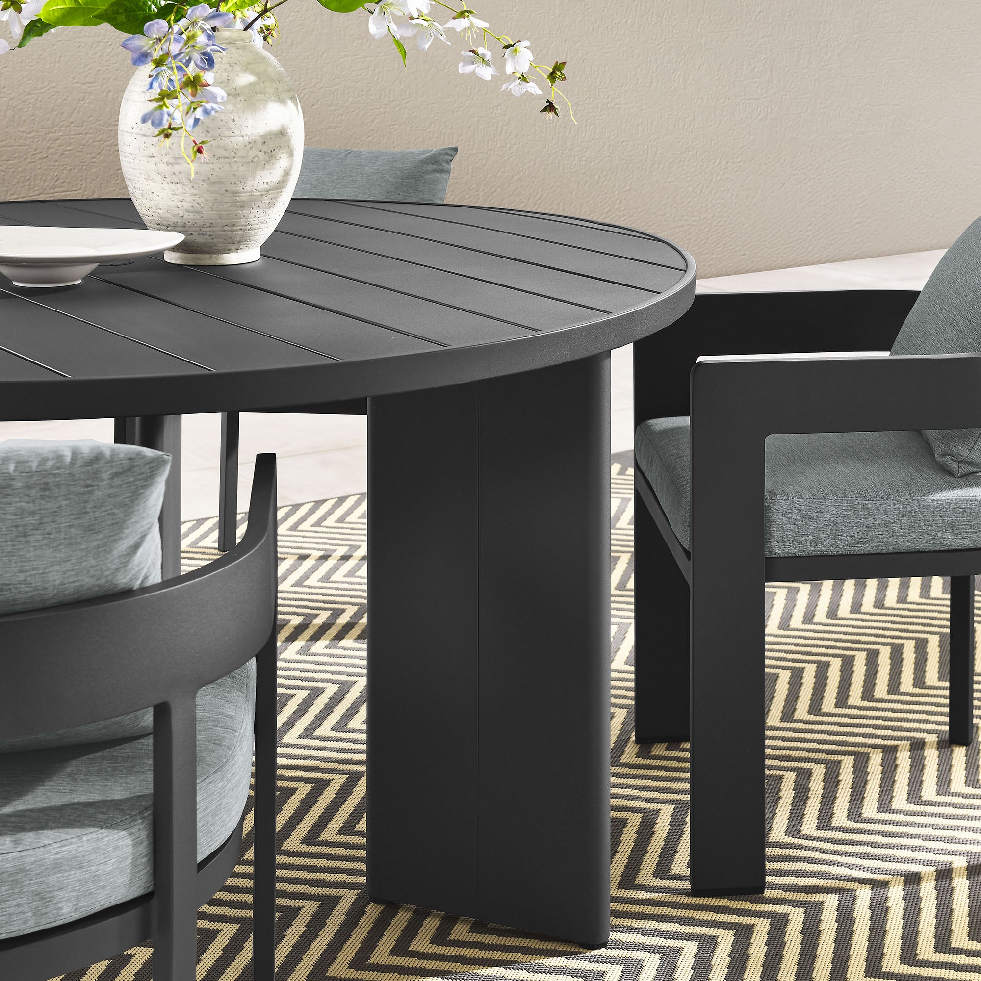 Tahoe 5-Piece Outdoor Patio Aluminum Dining Set - Gray Gray