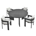 Tahoe 5-Piece Outdoor Patio Aluminum Dining Set - Gray White