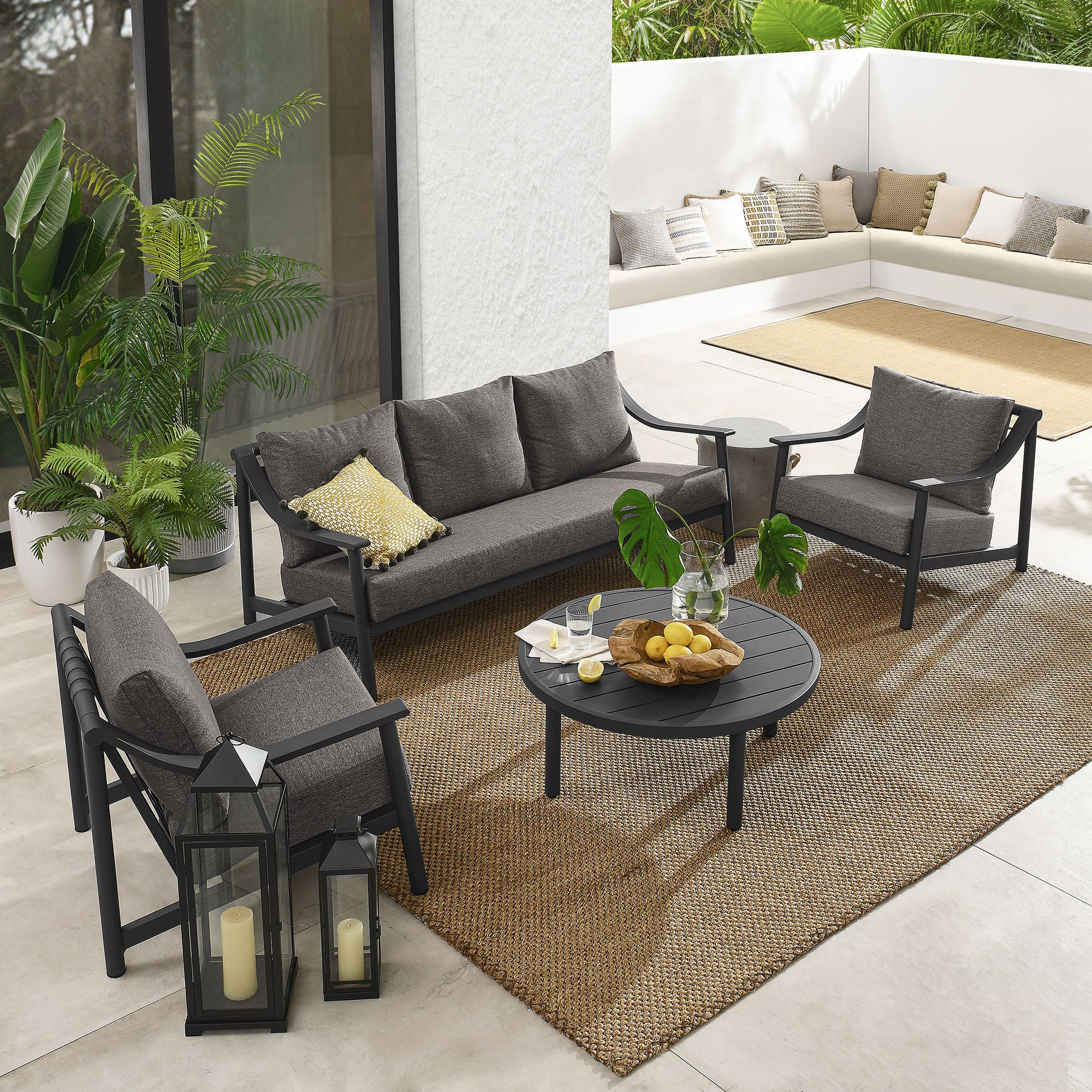 Terrace 4-Piece Outdoor Patio Aluminum Furniture Set - Carbon Graphite
