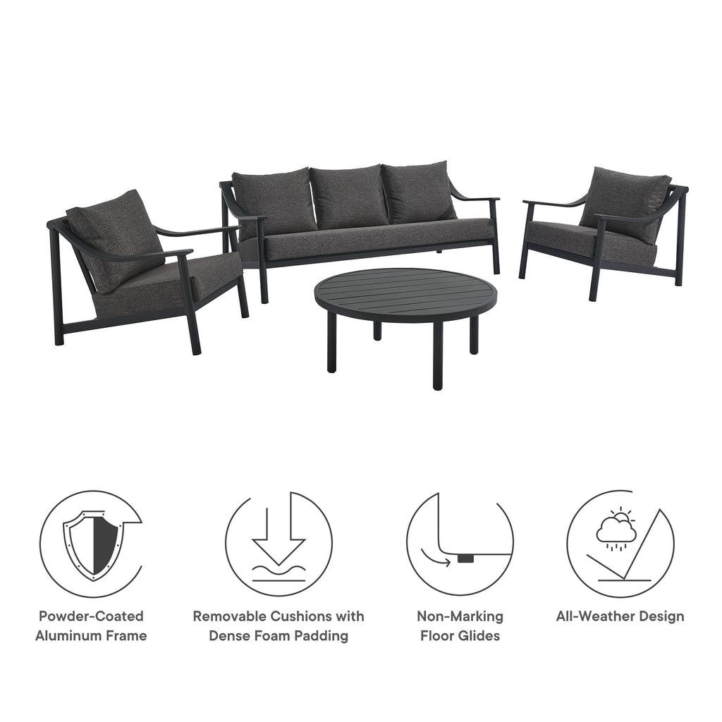 Terrace 4-Piece Outdoor Patio Aluminum Furniture Set - Carbon Graphite