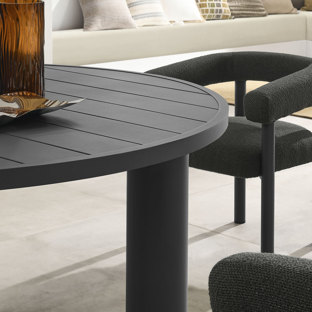Nautica 5-Piece Round Outdoor Patio Aluminum Dining Table and Chairs Set - Charcoal Graphite