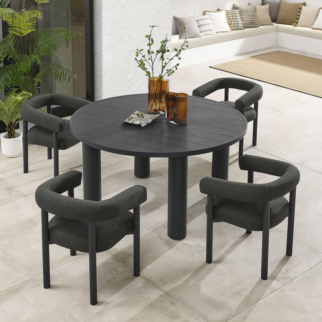 Nautica 5-Piece Round Outdoor Patio Aluminum Dining Table and Chairs Set - Charcoal Graphite