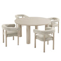 Nautica 5-Piece Round Outdoor Patio Aluminum Dining Table and Chairs Set - Ivory Taupe