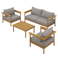 Wren 4-Piece Outdoor Patio Teak Wood Furniture Set - Natural Driftwood