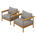 Wren Outdoor Patio Teak Wood Armchair Set of 2 - Natural Driftwood