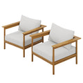 Wren Outdoor Patio Teak Wood Armchair Set of 2 - Natural Sail