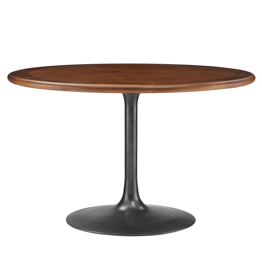 Lippa 48" Round Pedestal Solid Wood Dining Table - Black Walnut