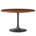 Lippa 48" Round Pedestal Solid Wood Dining Table - Black Walnut