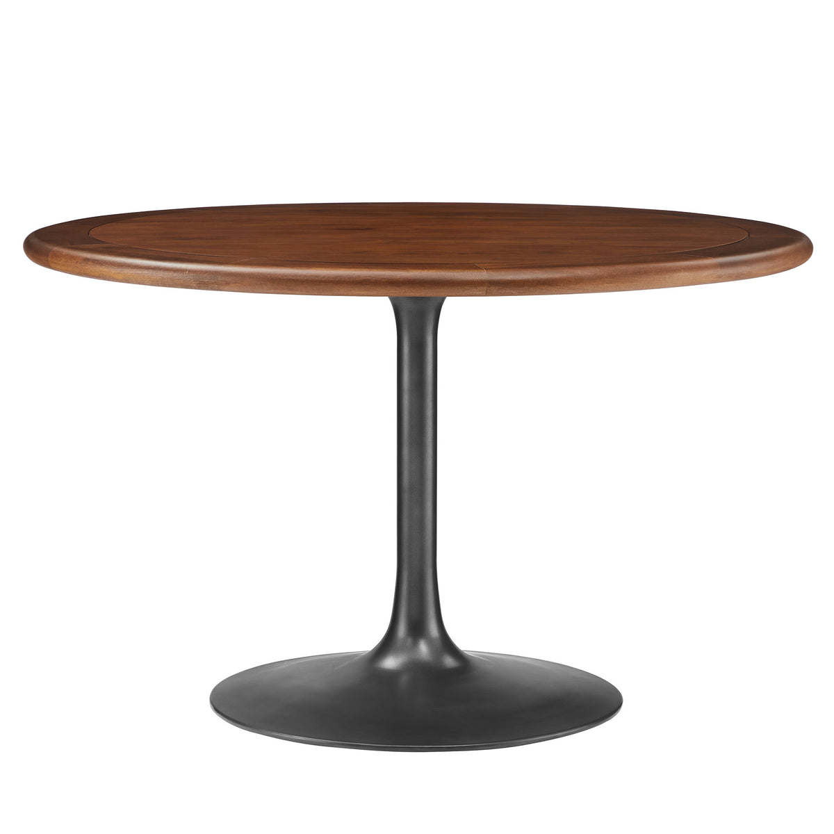 Lippa 48" Round Pedestal Solid Wood Dining Table - Black Walnut