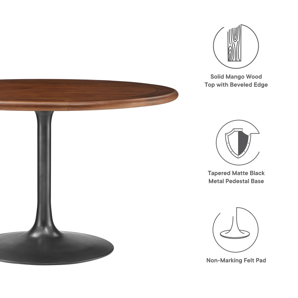Lippa 48" Round Pedestal Solid Wood Dining Table - Black Walnut