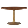 Lippa 48" Round Pedestal Solid Wood Dining Table - Brass Walnut