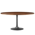 Lippa 60" Round Pedestal Solid Wood Dining Table - Black Walnut