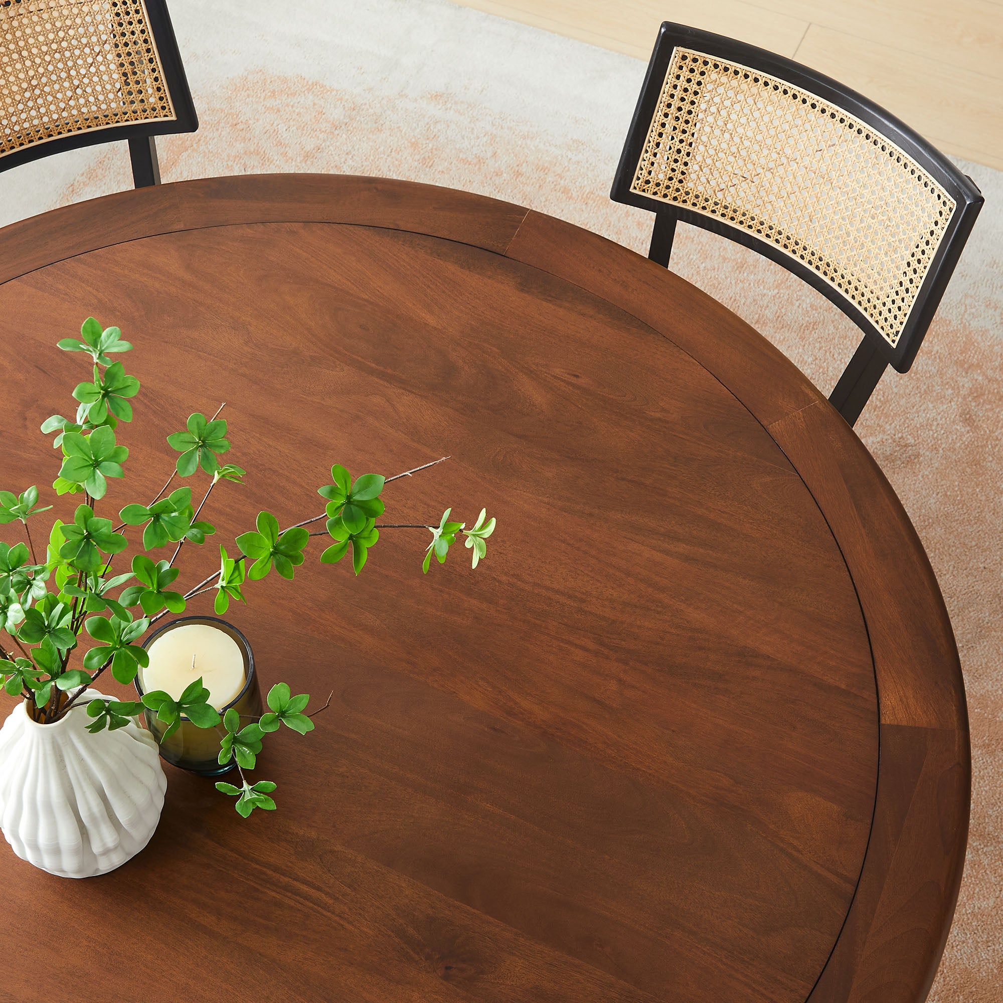 Lippa 60" Round Pedestal Solid Wood Dining Table - Black Walnut