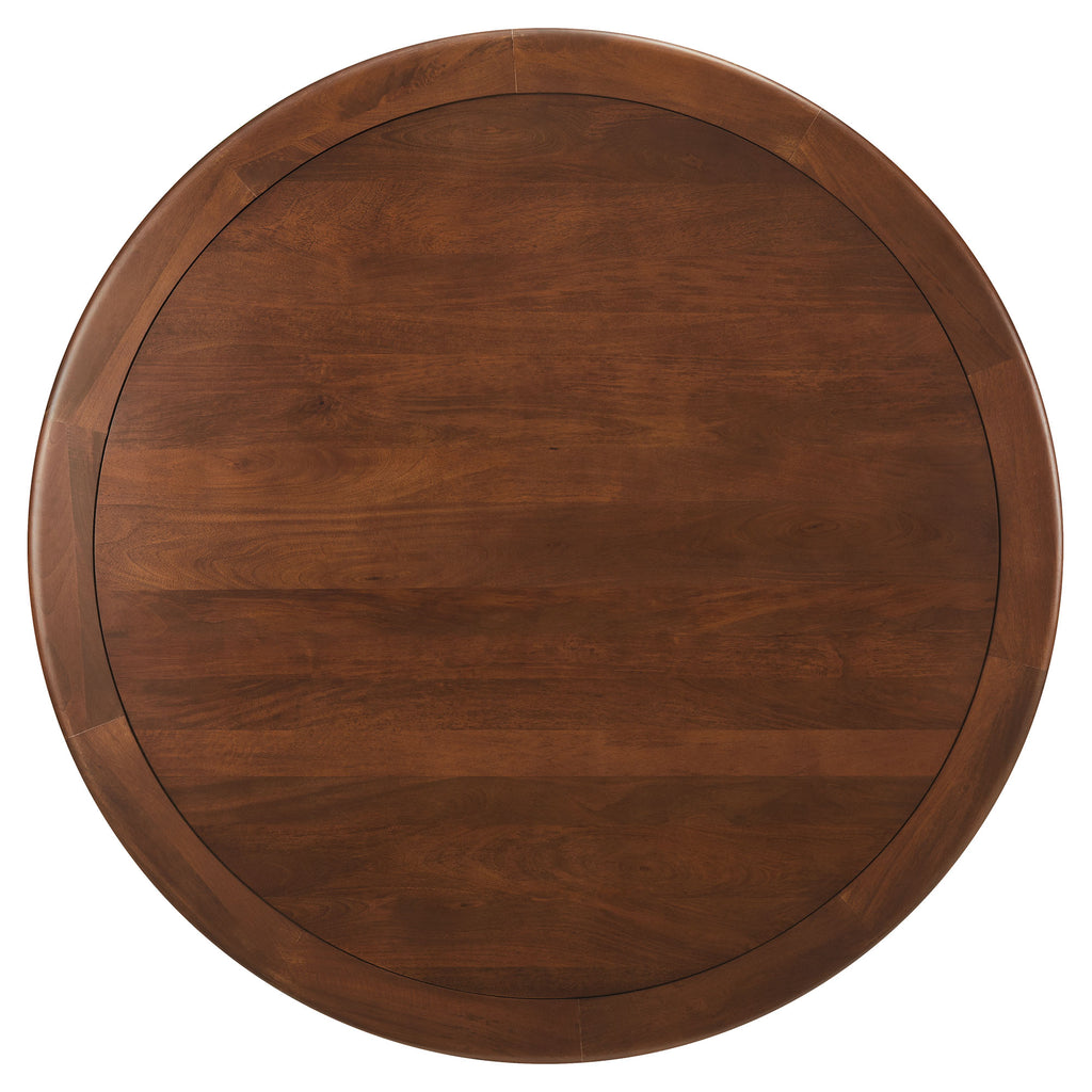 Lippa 60" Round Pedestal Solid Wood Dining Table - Brass Walnut