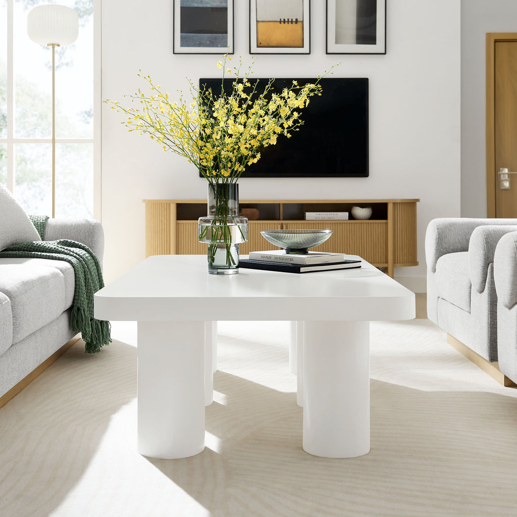 Cleo 54" Rectangular Coffee Table - White