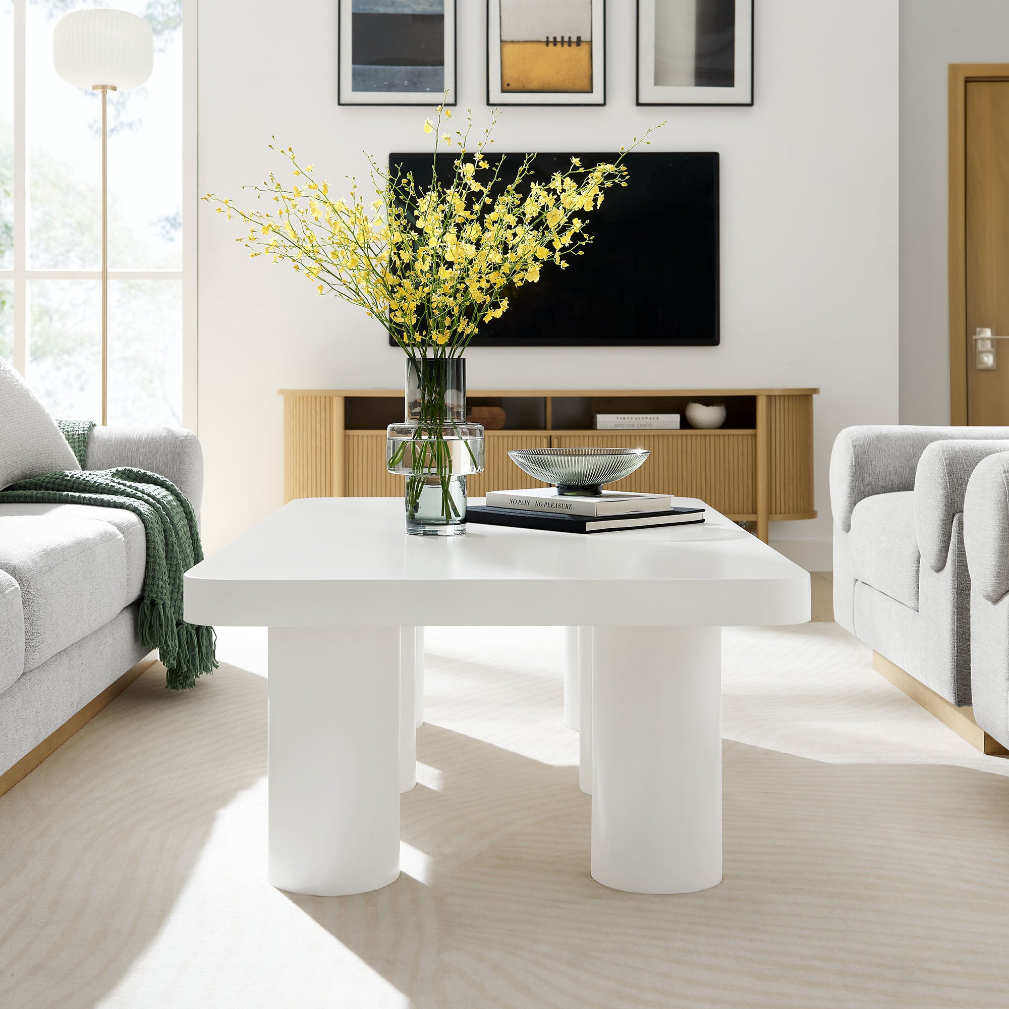 Cleo 54" Rectangular Coffee Table - White