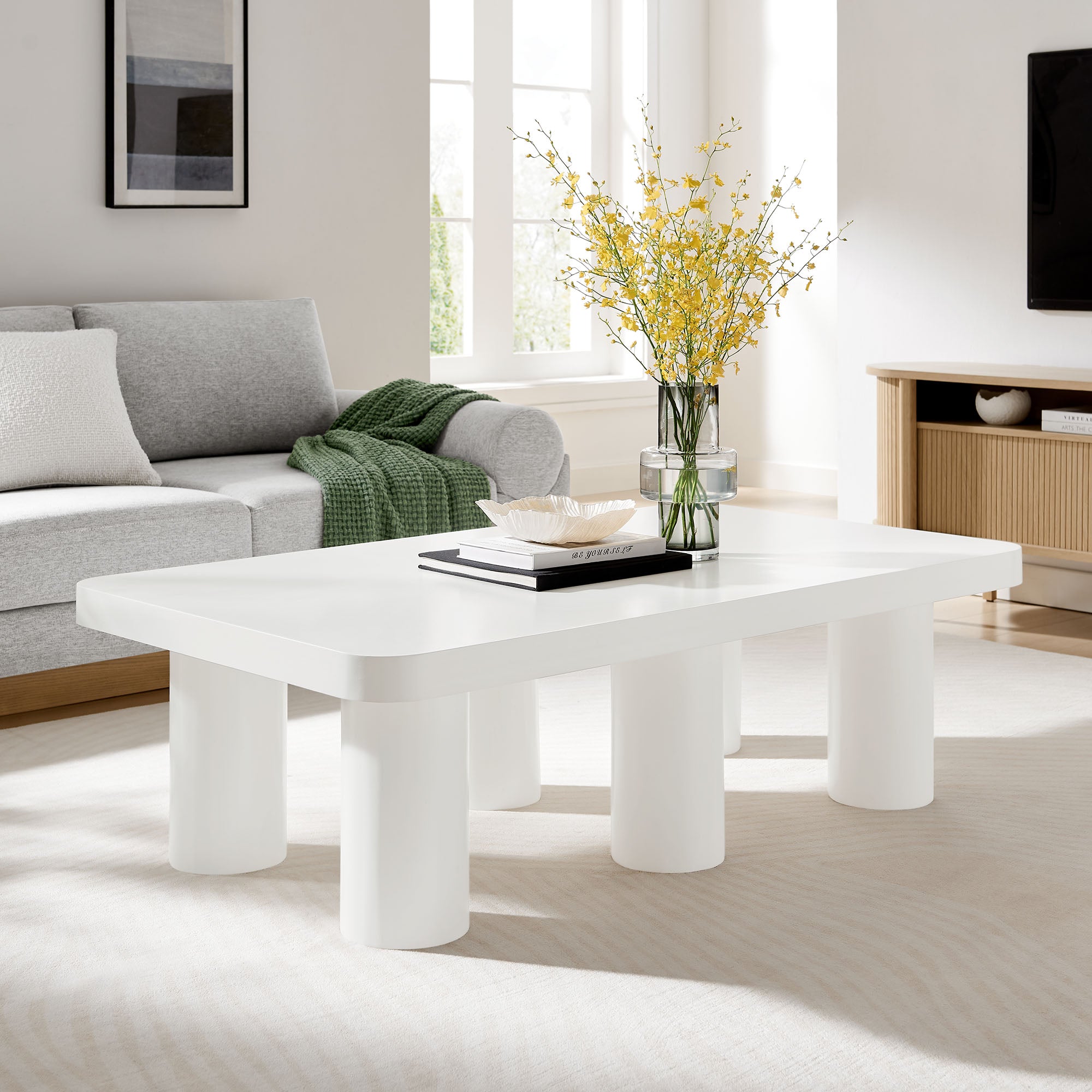 Cleo 54" Rectangular Coffee Table - White