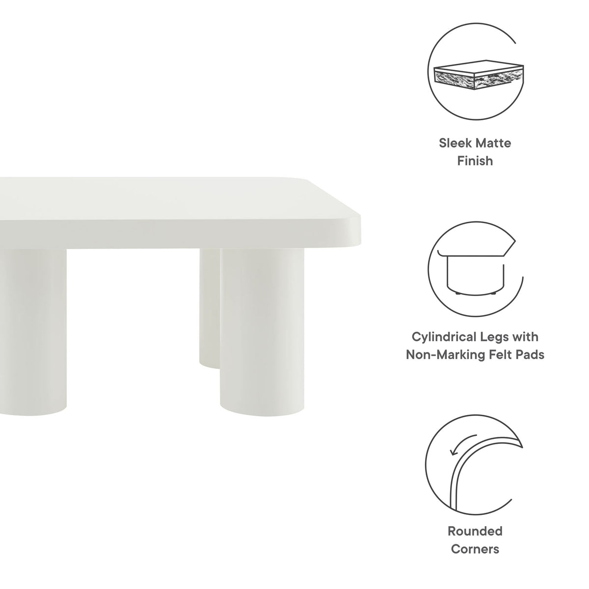 Cleo 54" Rectangular Coffee Table - White