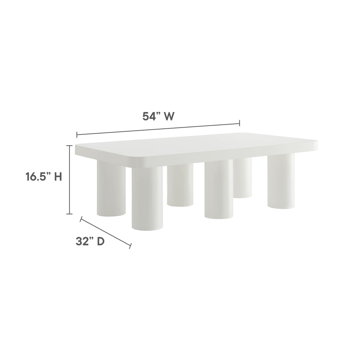 Cleo 54" Rectangular Coffee Table - White