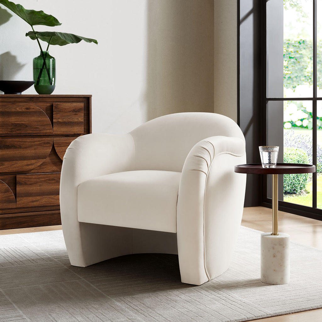 Compose Performance Velvet Accent Chair - Alabaster
