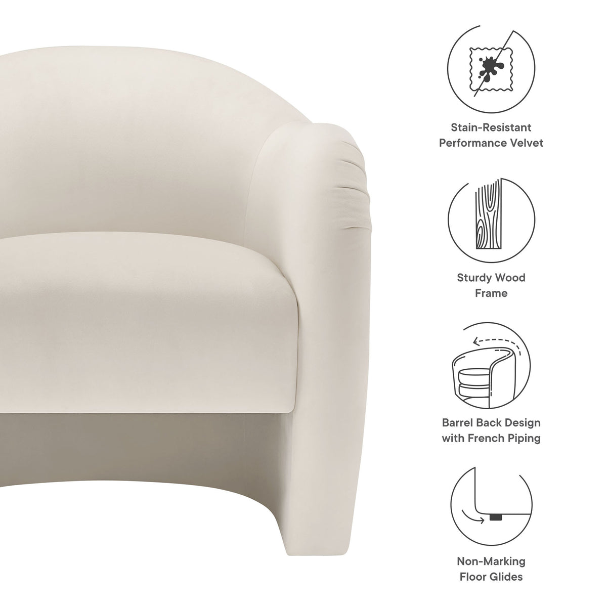 Compose Performance Velvet Accent Chair - Alabaster