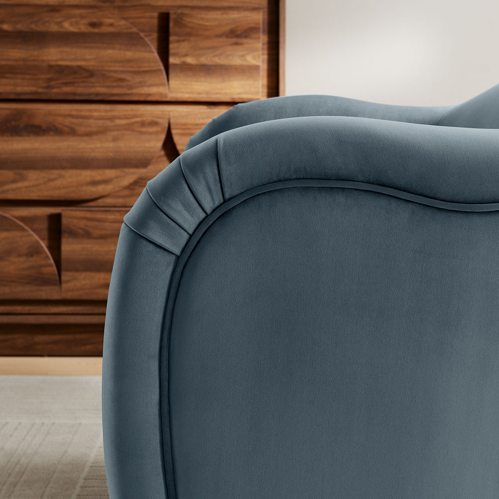 Compose Performance Velvet Accent Chair - Cadet Blue