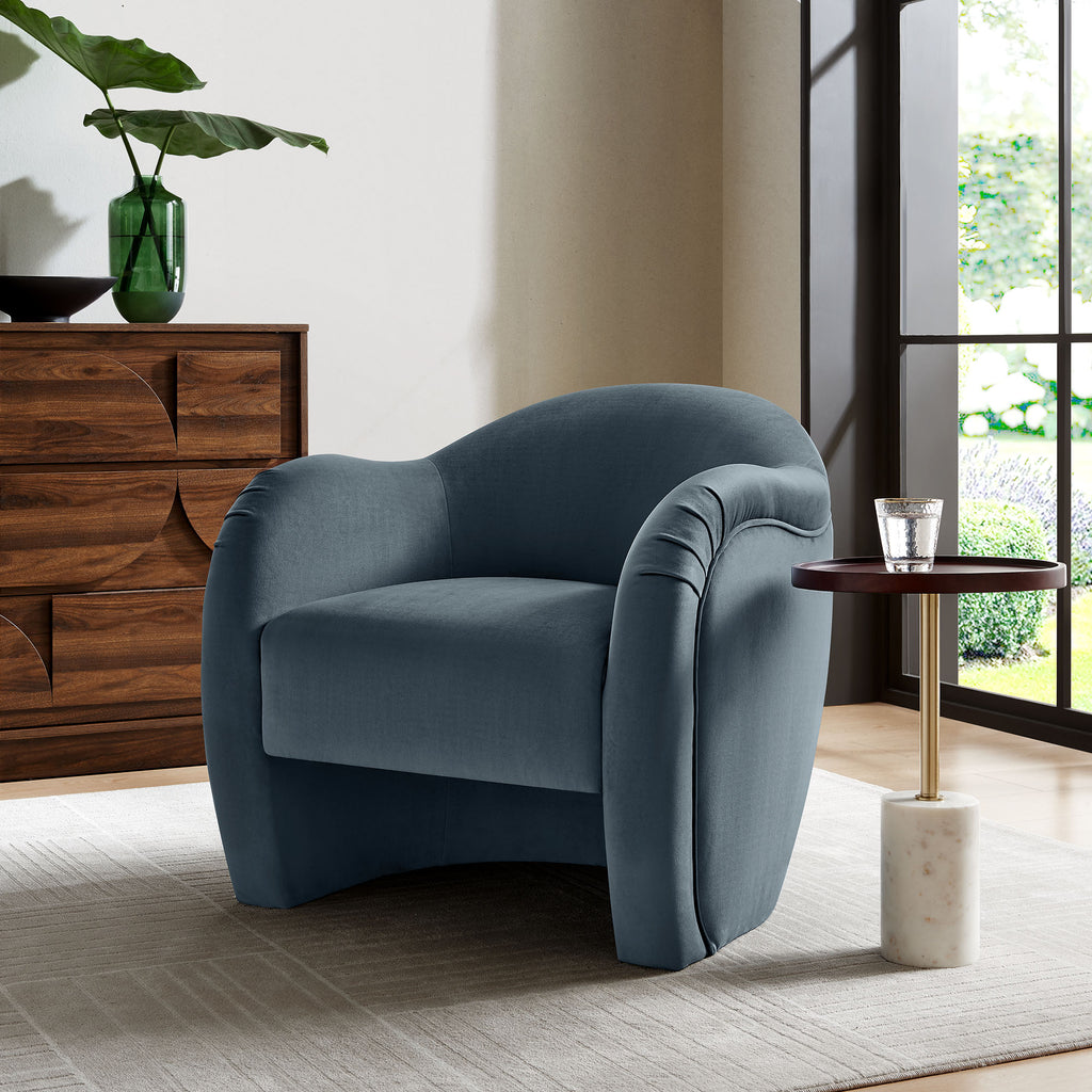 Compose Performance Velvet Accent Chair - Cadet Blue
