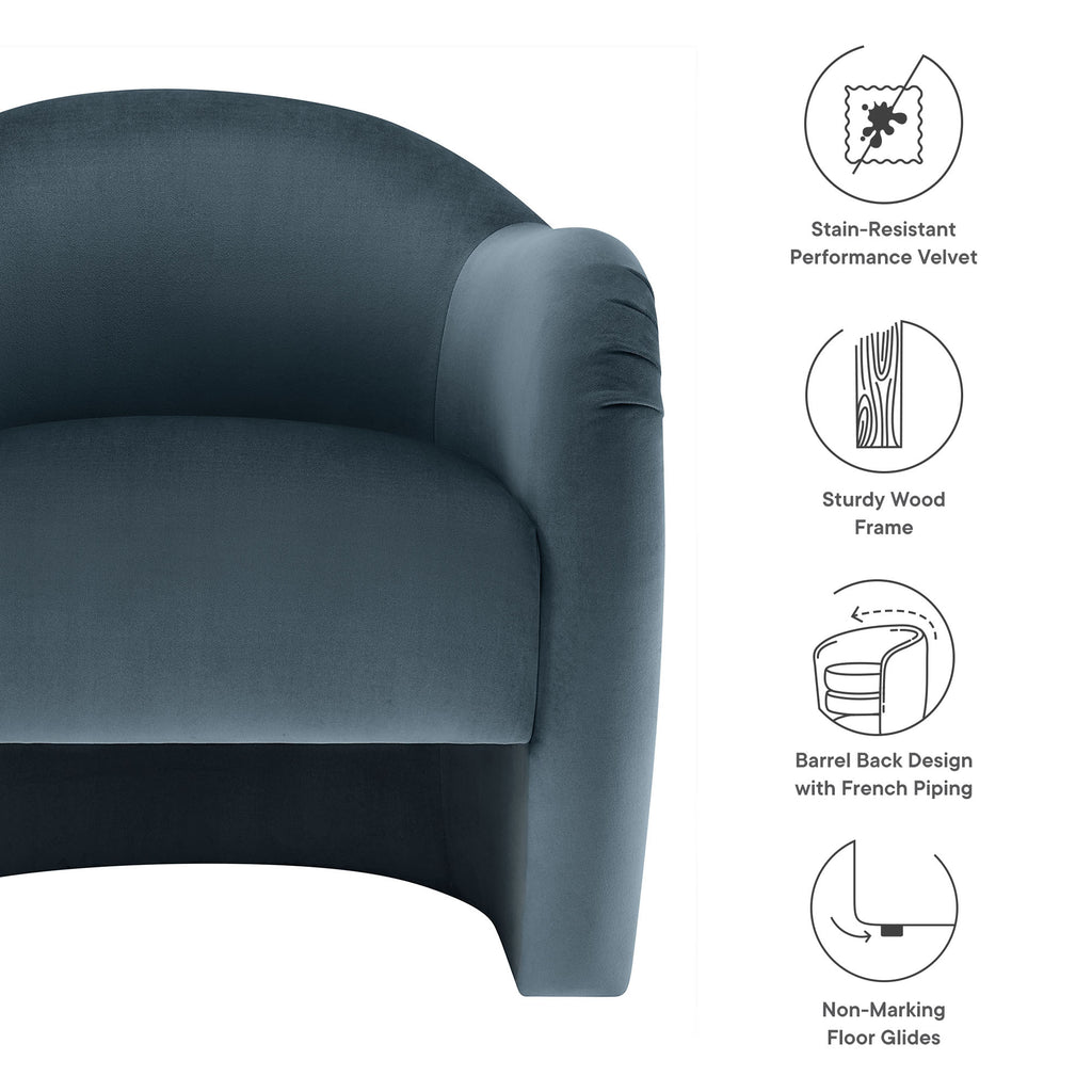 Compose Performance Velvet Accent Chair - Cadet Blue