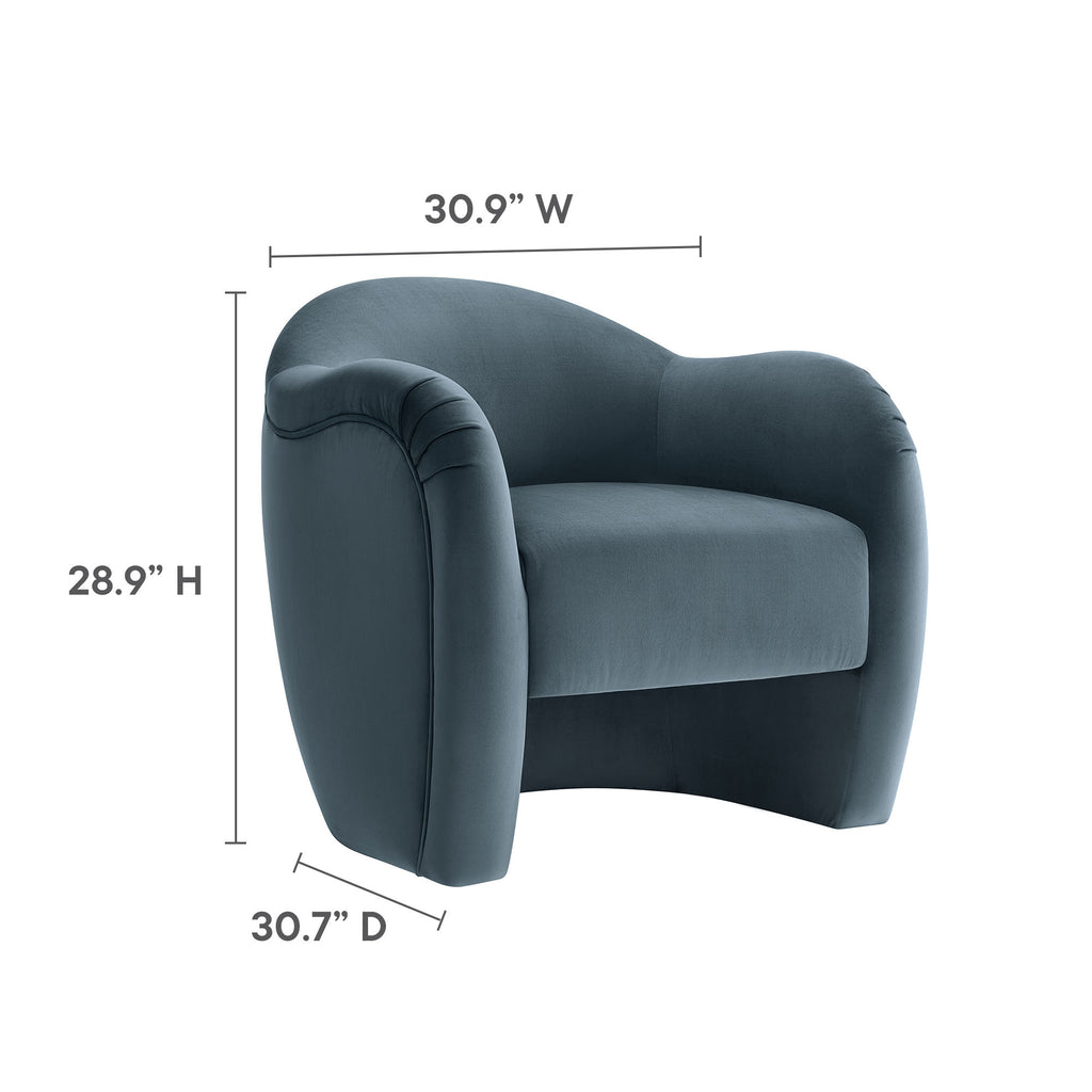 Compose Performance Velvet Accent Chair - Cadet Blue