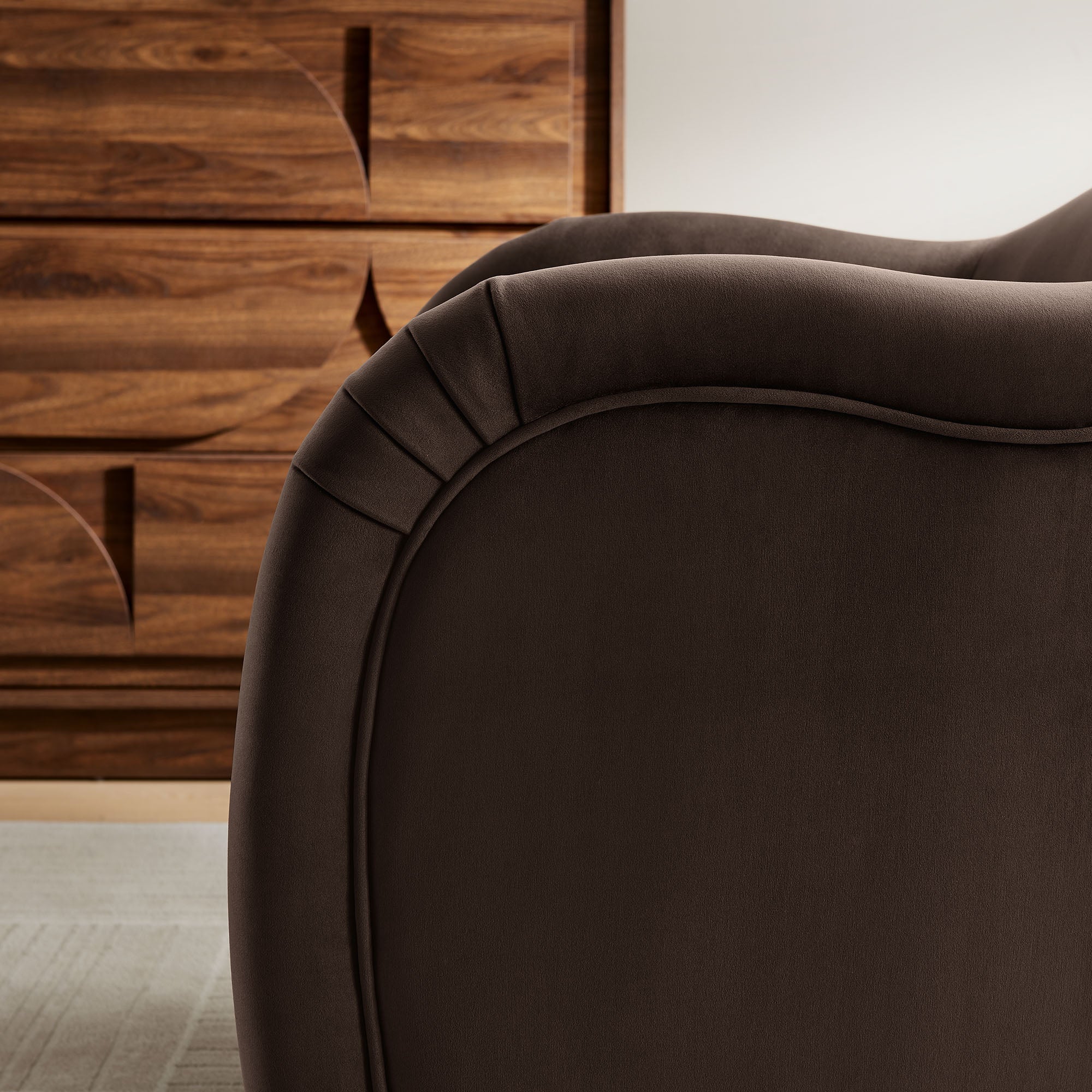 Compose Performance Velvet Accent Chair - Chocolate Brown