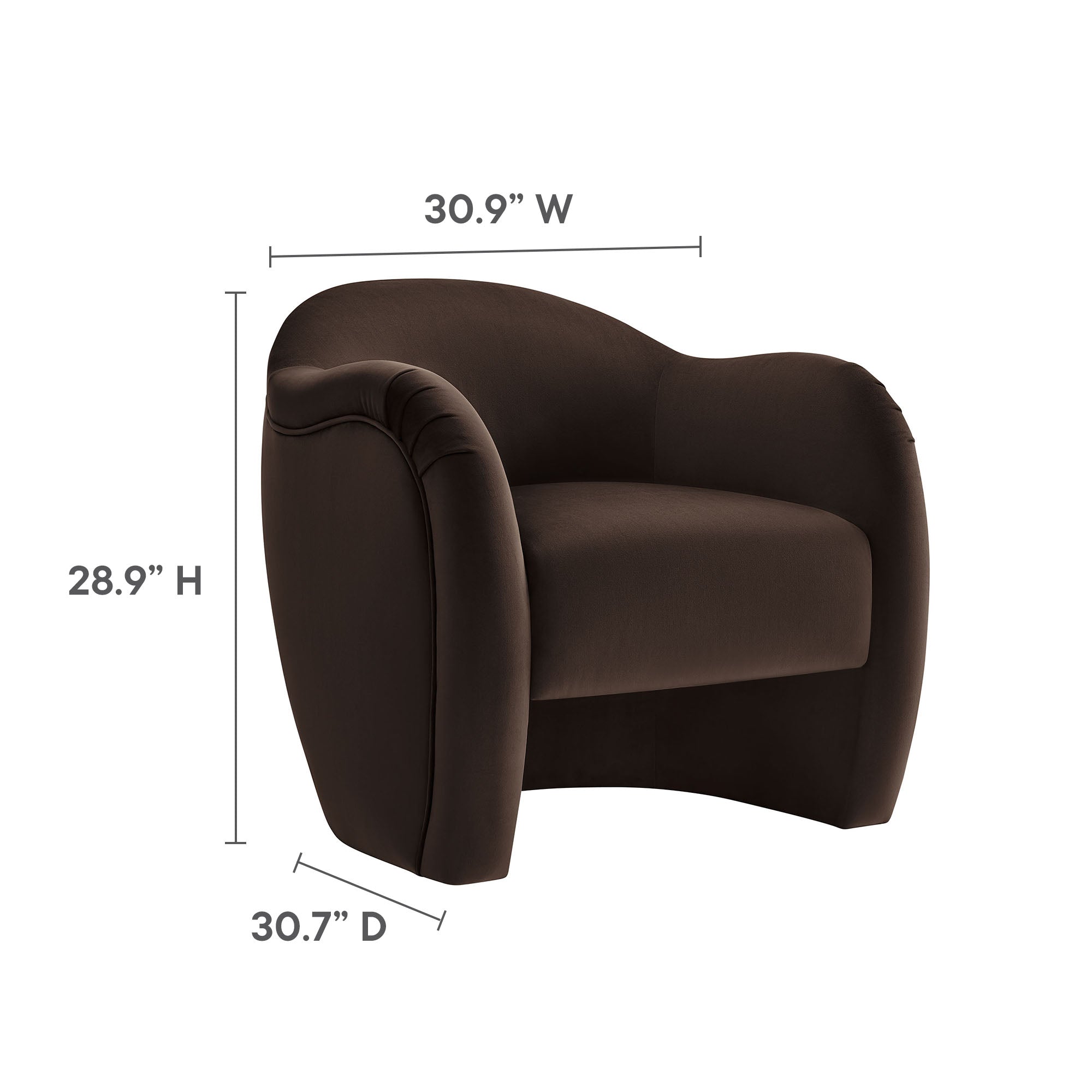 Compose Performance Velvet Accent Chair - Chocolate Brown