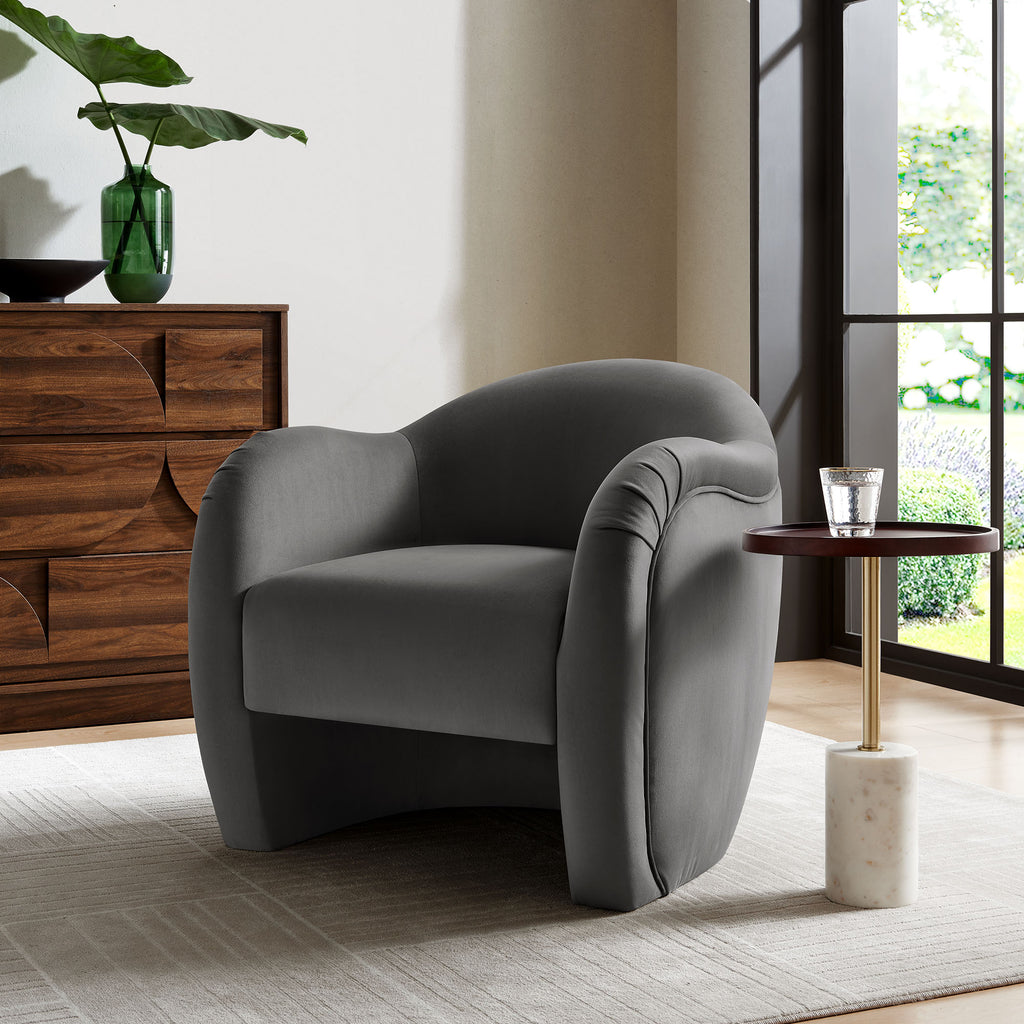 Compose Performance Velvet Accent Chair - Storm Gray