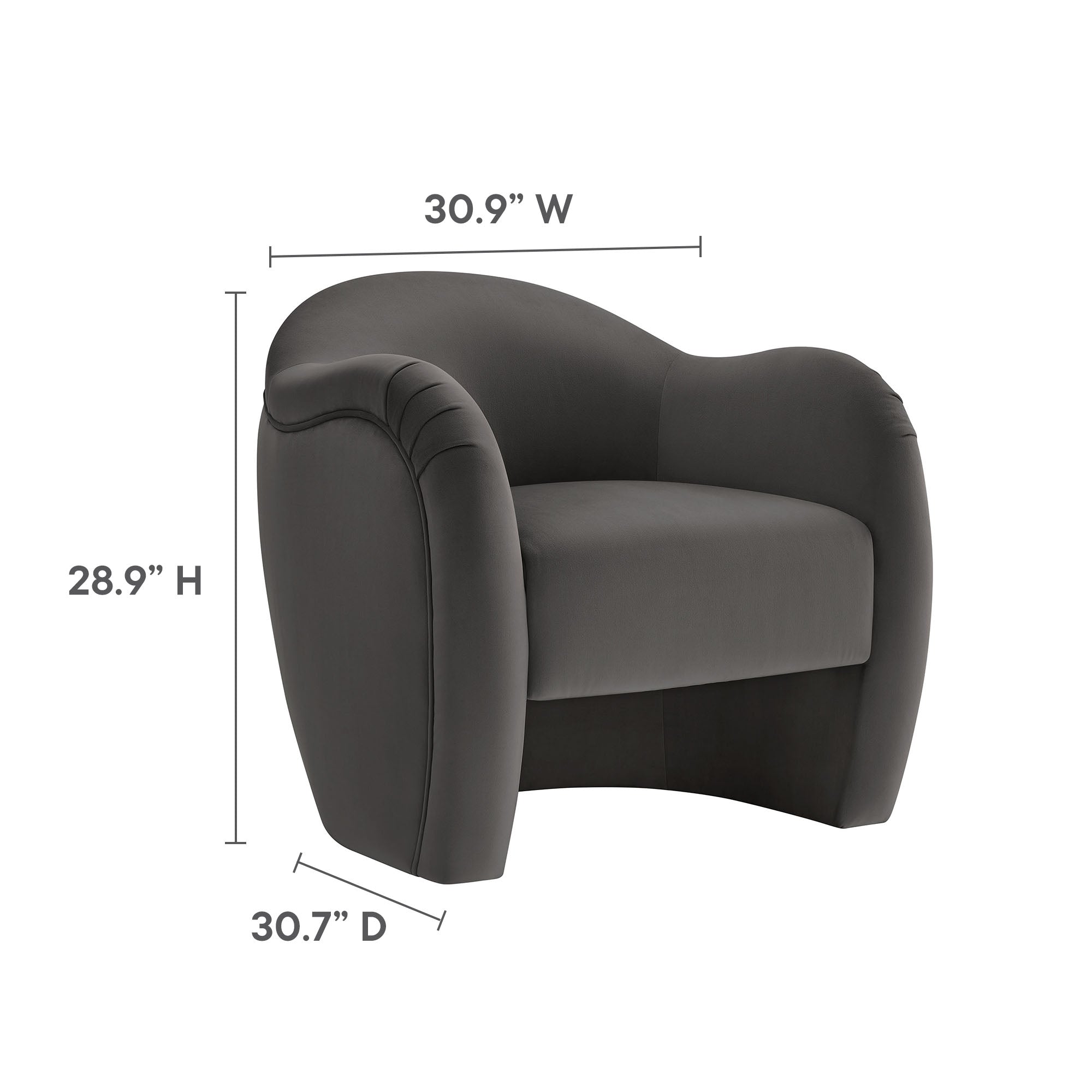 Compose Performance Velvet Accent Chair - Storm Gray