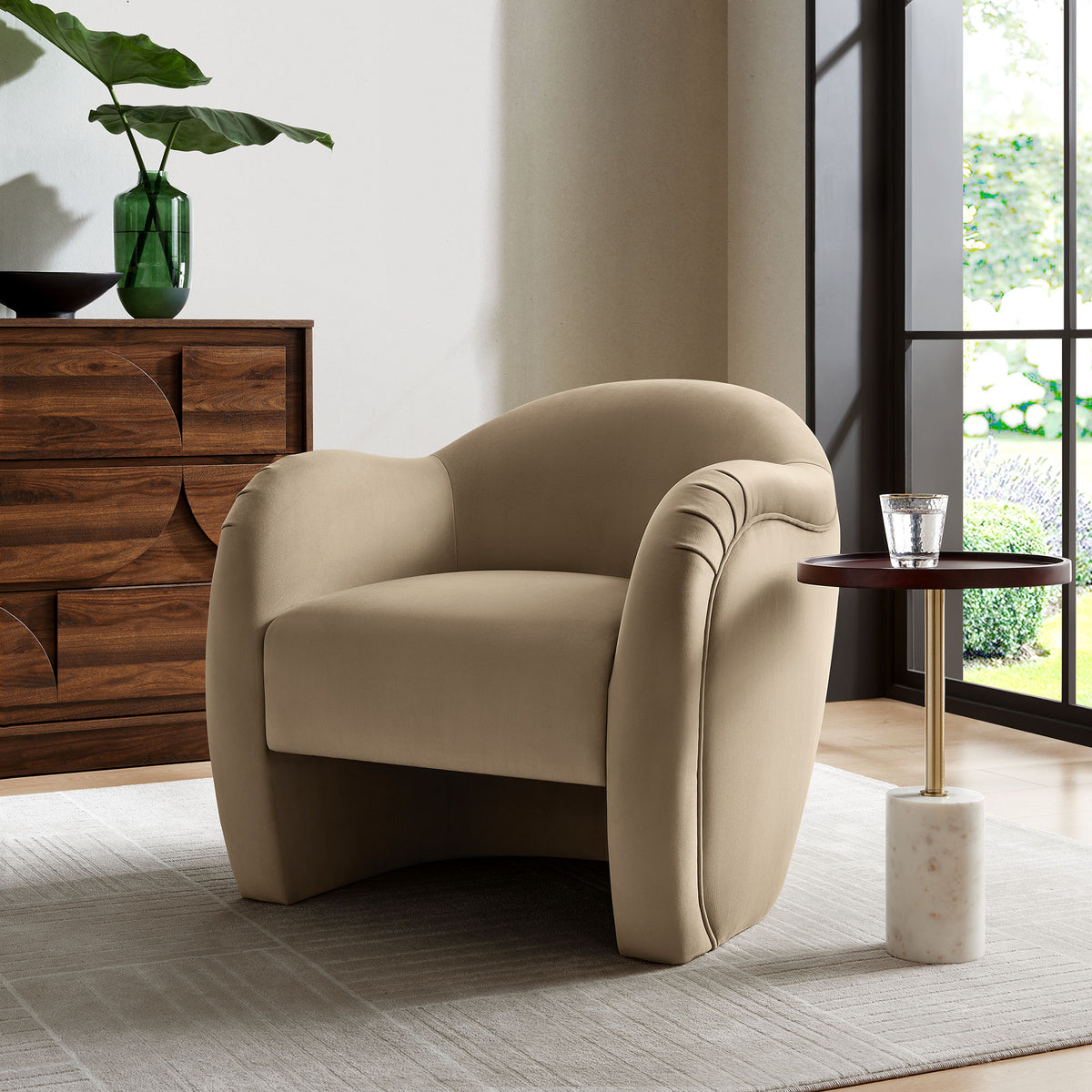 Compose Performance Velvet Accent Chair - Taupe