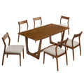 Solara 7-Piece Wood Dining Set with Fabric Upholstered Side Chairs - Walnut Heathered Weave Beige