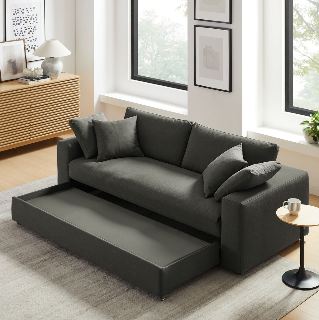 Commix Down Filled Overstuffed Sleeper Sofa - Gray