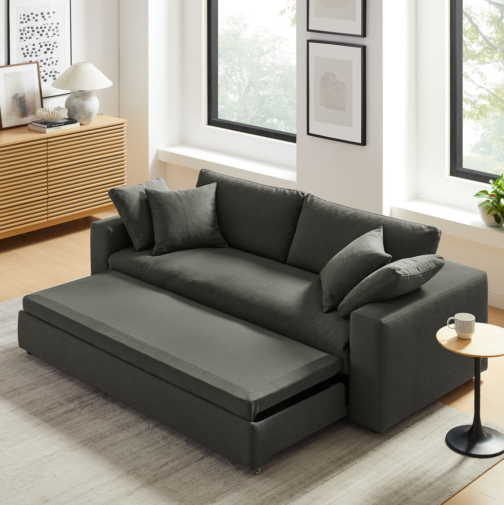 Commix Down Filled Overstuffed Sleeper Sofa - Gray
