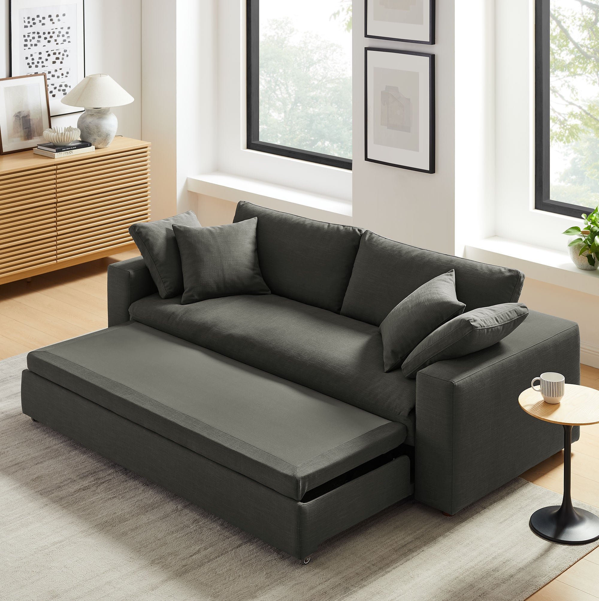 Commix Down Filled Overstuffed Sleeper Sofa - Gray