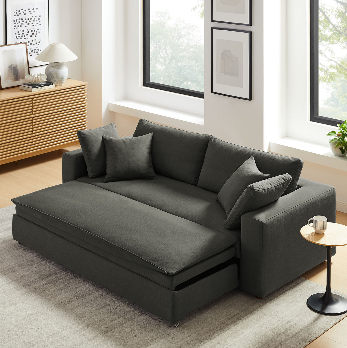 Commix Down Filled Overstuffed Sleeper Sofa - Gray