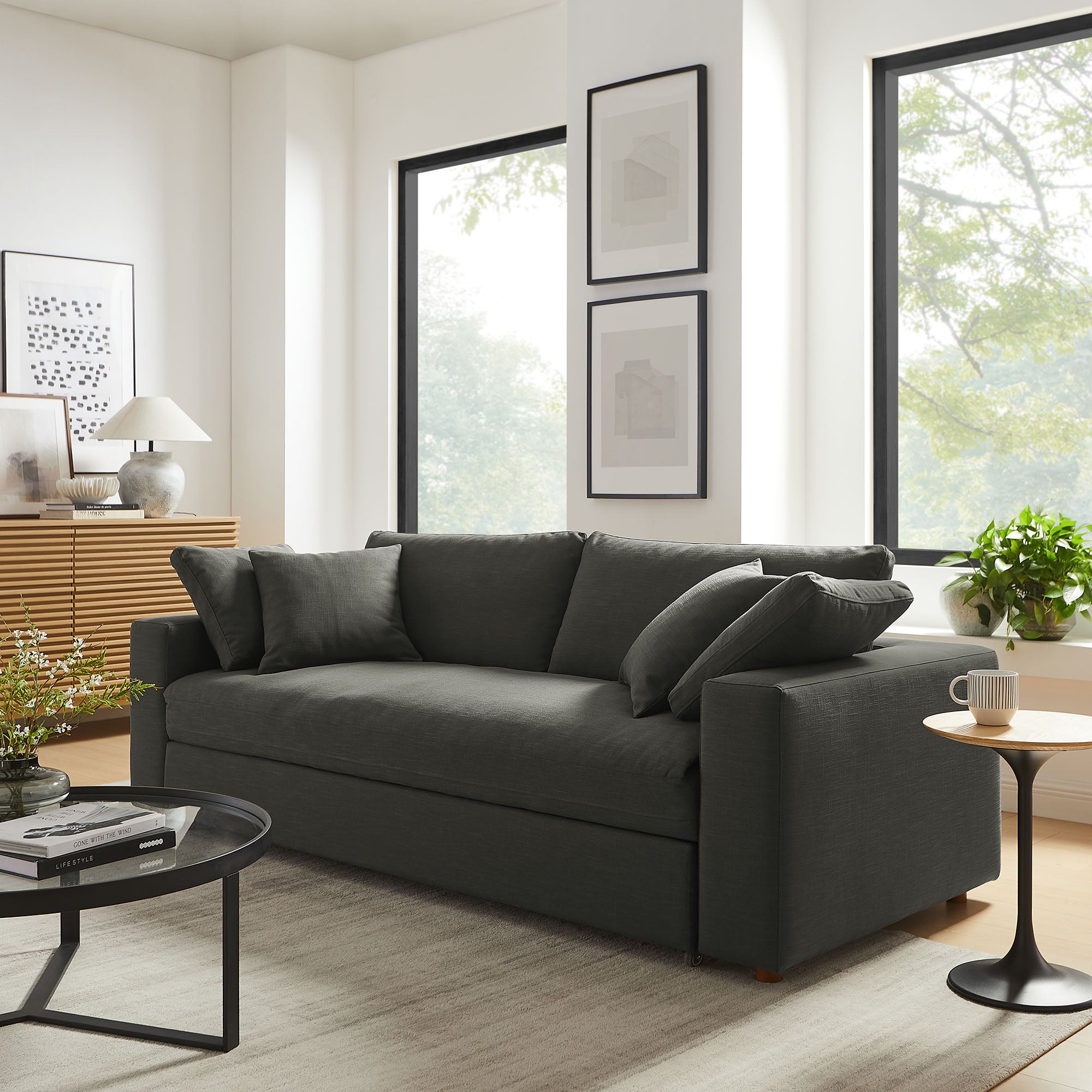 Commix Down Filled Overstuffed Sleeper Sofa - Gray