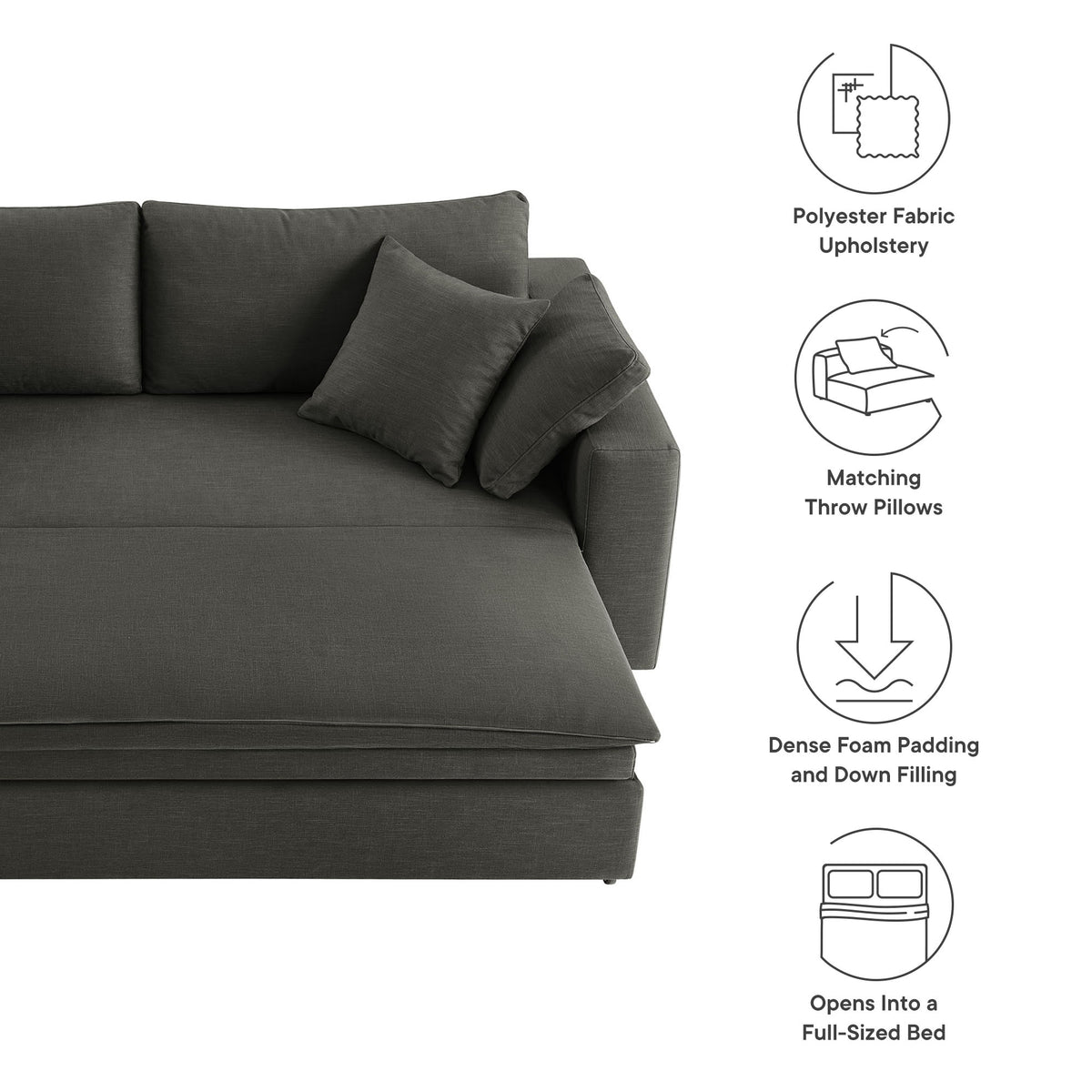 Commix Down Filled Overstuffed Sleeper Sofa - Gray