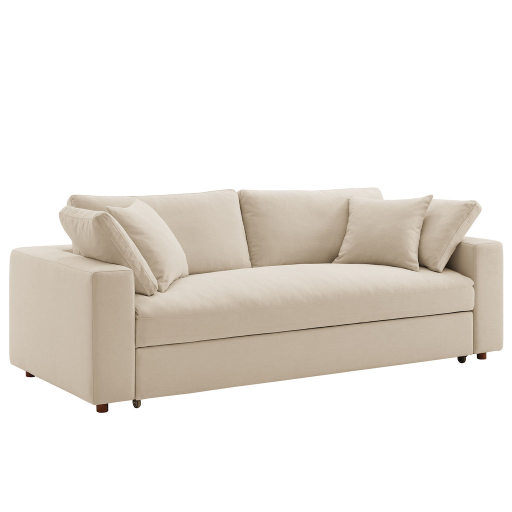Commix Down Filled Overstuffed Sleeper Sofa - Light Beige