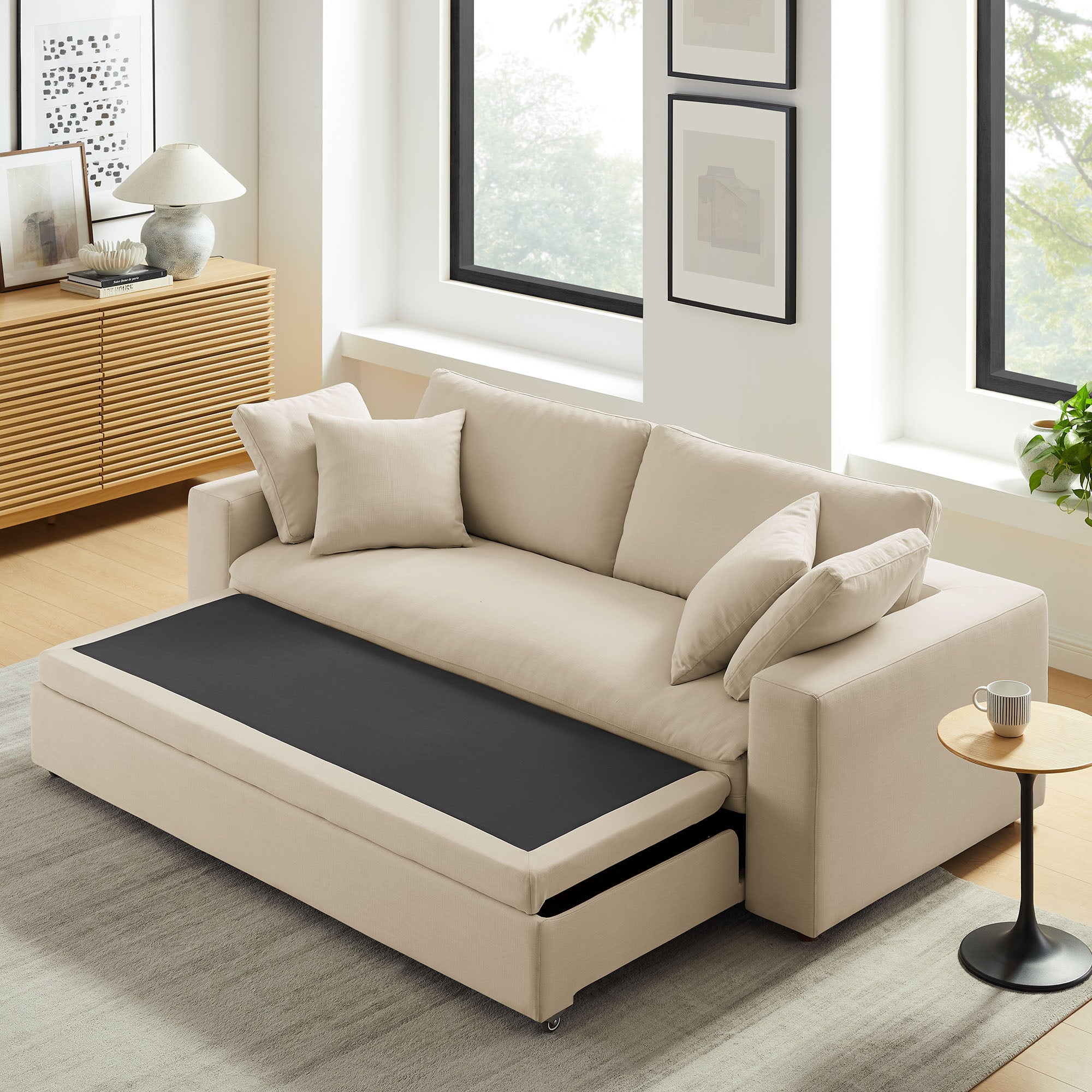 Commix Down Filled Overstuffed Sleeper Sofa - Light Beige
